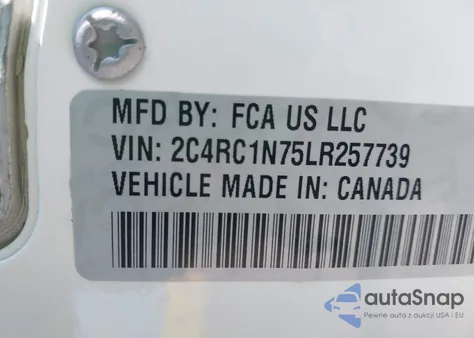 2020 Chrysler Pacifica Hybrid Limited z USA, uszkodzony, nr VIN 2C4RC1N75LR257739